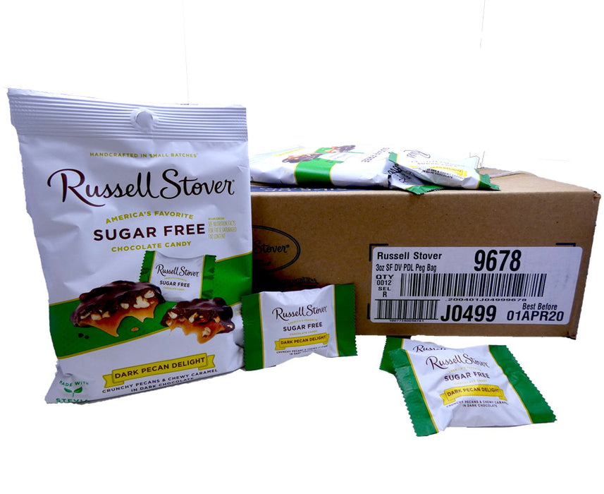 DISCONTINUED ITEM - Russell Stover Sugar Free Pecan Delight Dark 3oz Bag or 12 Count Box