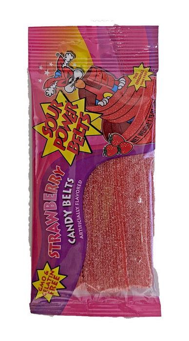 DISCONTINUED ITEM - Sour Power Belts Strawberry 1.75oz Package or 24 Count