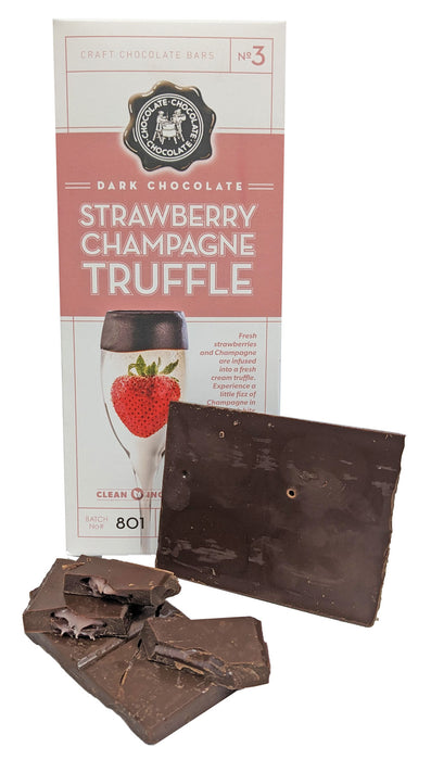 Craft Chocolate 3.5oz Bar Dark Chocolate Strawberry Champagne Truffle