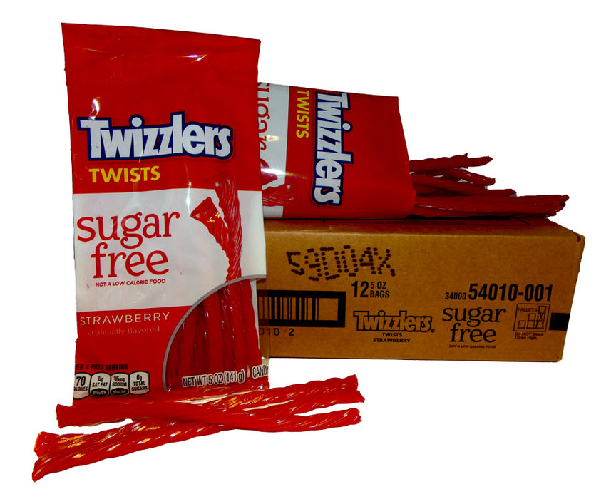 Twizzlers Sugar Free Bag Strawberry Licorice 5oz Bag or 12 Count Box