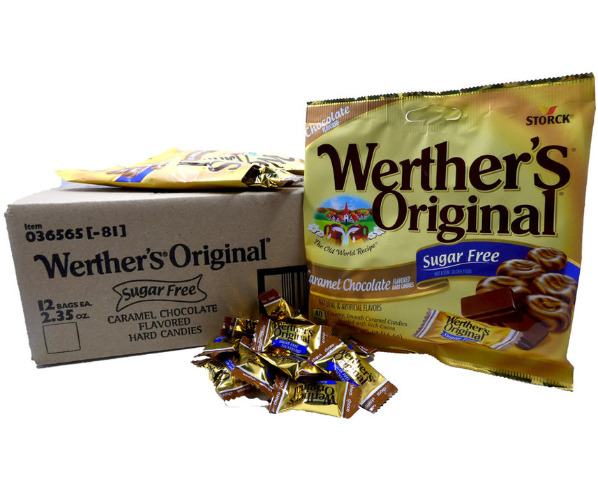 Werther's Original Sugar Free Caramel Chocolate 2.35 oz Bag or 12 Count Box