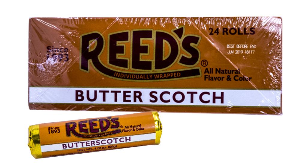 Reeds Butterscotch 1.01oz Roll or 24 Count Box — b.a. Sweetie Candy Store